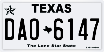 TX license plate DAO6147