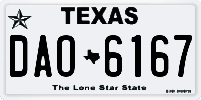 TX license plate DAO6167