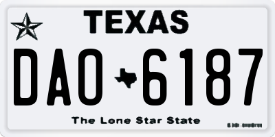 TX license plate DAO6187
