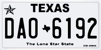 TX license plate DAO6192