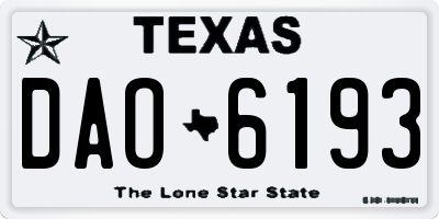 TX license plate DAO6193