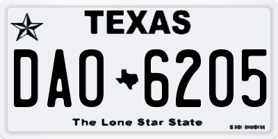 TX license plate DAO6205