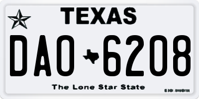 TX license plate DAO6208