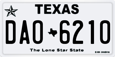 TX license plate DAO6210