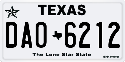 TX license plate DAO6212
