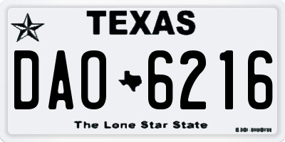 TX license plate DAO6216