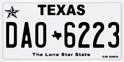 TX license plate DAO6223