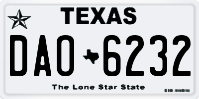 TX license plate DAO6232
