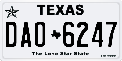 TX license plate DAO6247