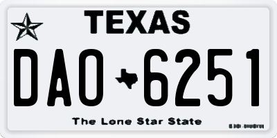 TX license plate DAO6251