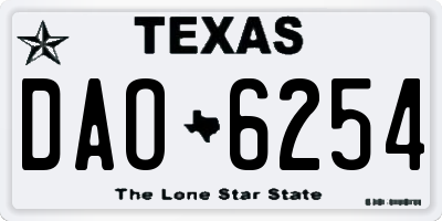 TX license plate DAO6254