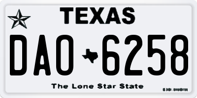 TX license plate DAO6258