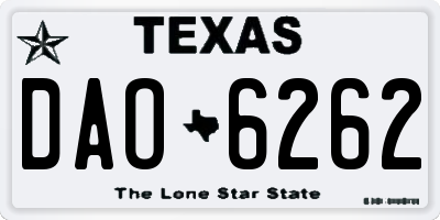 TX license plate DAO6262