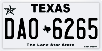 TX license plate DAO6265