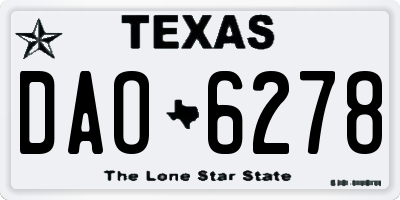 TX license plate DAO6278