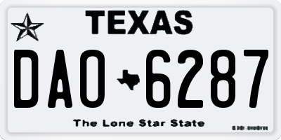 TX license plate DAO6287