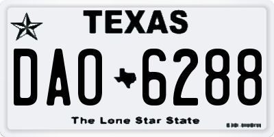 TX license plate DAO6288