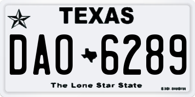 TX license plate DAO6289