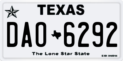 TX license plate DAO6292