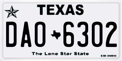 TX license plate DAO6302