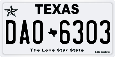 TX license plate DAO6303