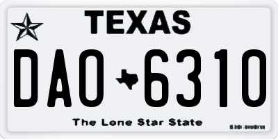 TX license plate DAO6310