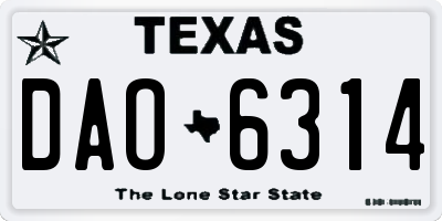TX license plate DAO6314