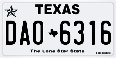 TX license plate DAO6316