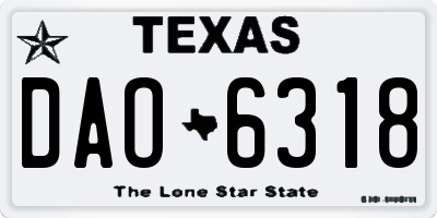 TX license plate DAO6318