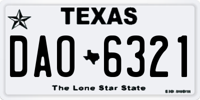 TX license plate DAO6321
