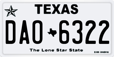 TX license plate DAO6322