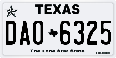 TX license plate DAO6325