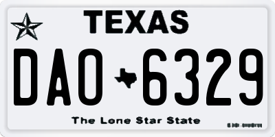TX license plate DAO6329