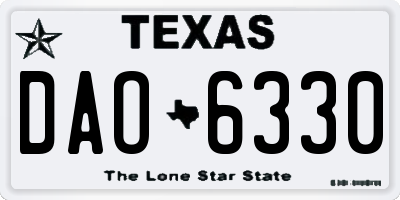 TX license plate DAO6330