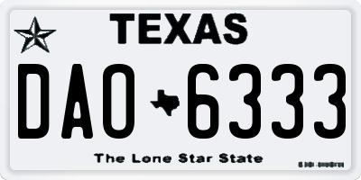 TX license plate DAO6333