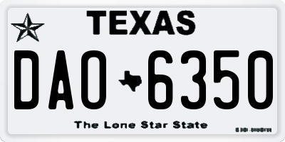 TX license plate DAO6350