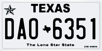TX license plate DAO6351