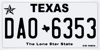 TX license plate DAO6353