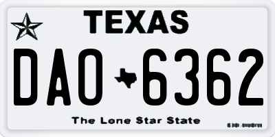 TX license plate DAO6362