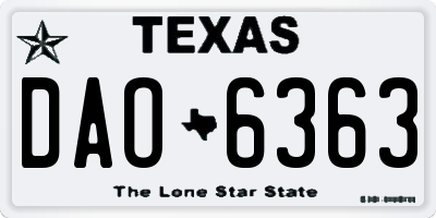 TX license plate DAO6363