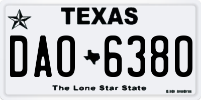 TX license plate DAO6380