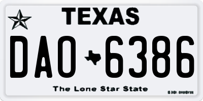 TX license plate DAO6386