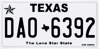 TX license plate DAO6392