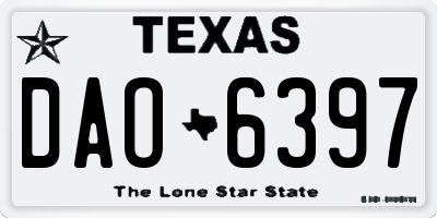 TX license plate DAO6397