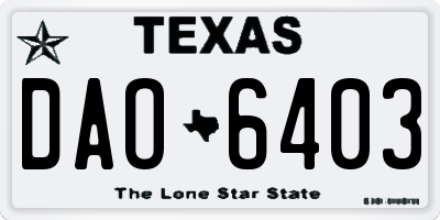 TX license plate DAO6403
