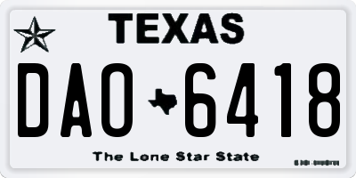 TX license plate DAO6418