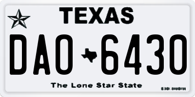 TX license plate DAO6430