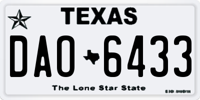 TX license plate DAO6433