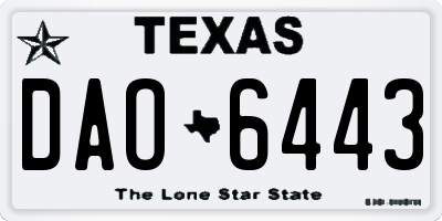TX license plate DAO6443