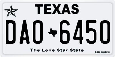 TX license plate DAO6450